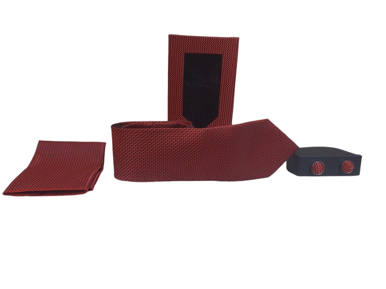 Red Ruby Rhapsody textured  Tie combo set