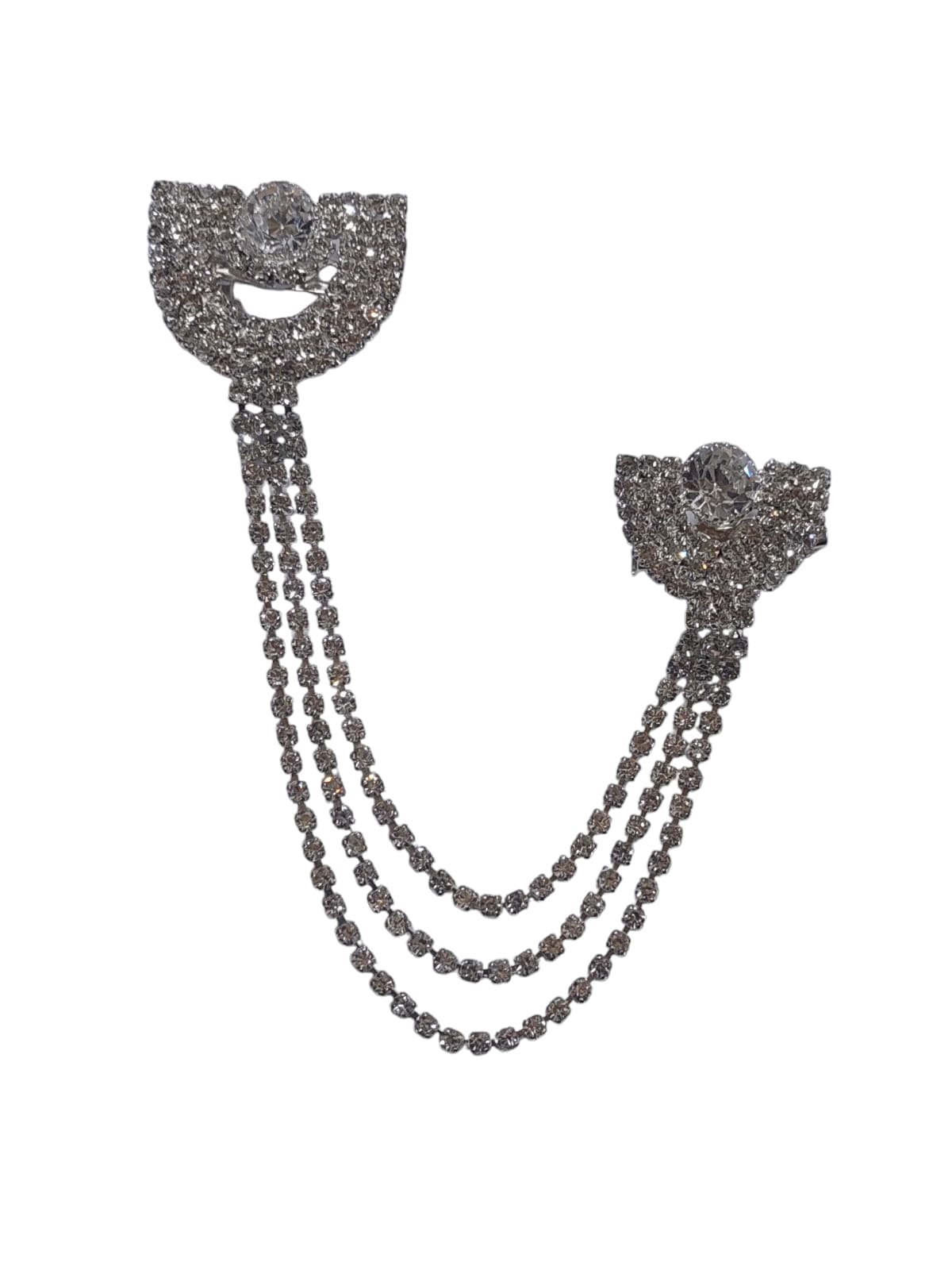 SILVER DIAMOND CUTS BROOCH